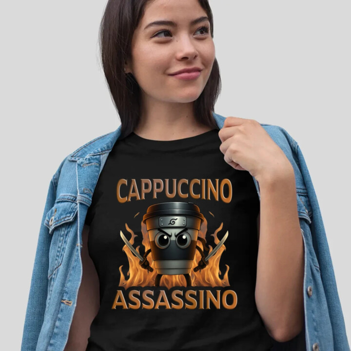 Cappuccino Assassino V3 - Italian Brainrot - Hrnek Ninja - dámské tričko s potiskem