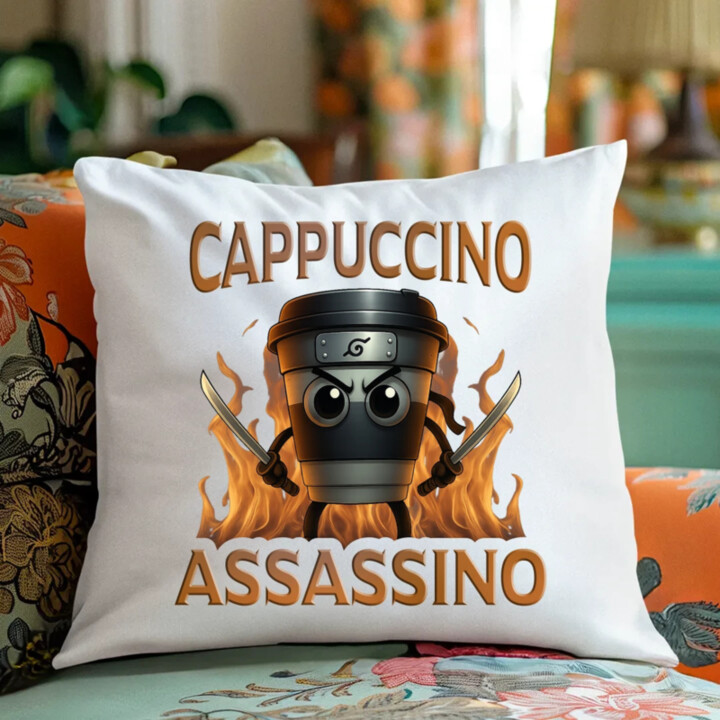 Cappuccino Assassino V3 - Italian Brainrot - Hrnek Ninja - polštář s potiskem
