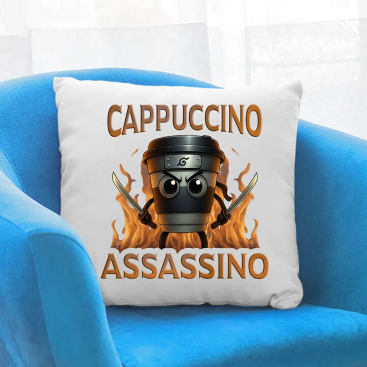 Cappuccino Assassino V3 - Italian Brainrot - Hrnek Ninja - polštář s potiskem