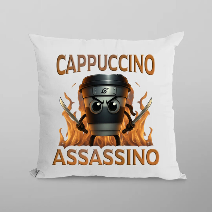 Cappuccino Assassino V3 - Italian Brainrot - Hrnek Ninja - polštář s potiskem