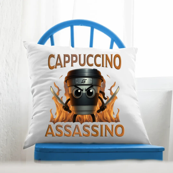 Cappuccino Assassino V3 - Italian Brainrot - Hrnek Ninja - polštář s potiskem