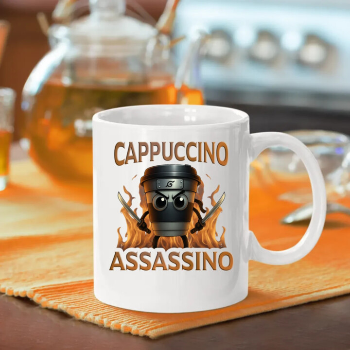 Cappuccino Assassino V3 - Italian Brainrot - Hrnek Ninja - hrnek s potiskem