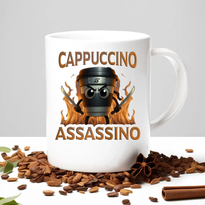 Cappuccino Assassino V3 - Italian Brainrot - Hrnek Ninja - hrnek s potiskem