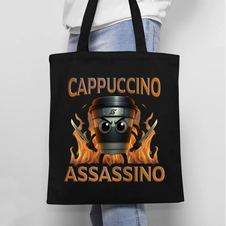 Cappuccino Assassino V3 - Italian Brainrot - Hrnek Ninja - taška s potiskem
