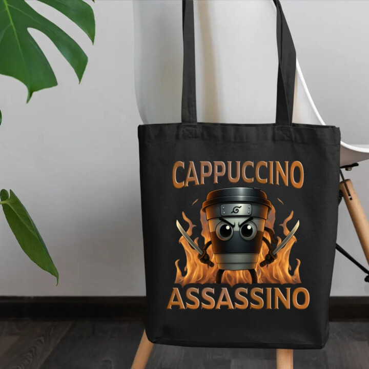 Cappuccino Assassino V3 - Italian Brainrot - Hrnek Ninja - taška s potiskem