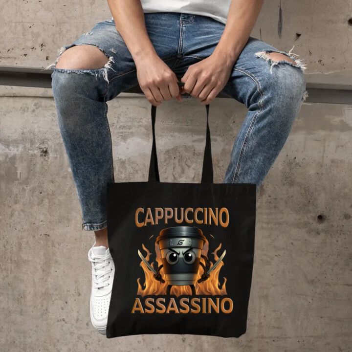Cappuccino Assassino V3 - Italian Brainrot - Hrnek Ninja - taška s potiskem