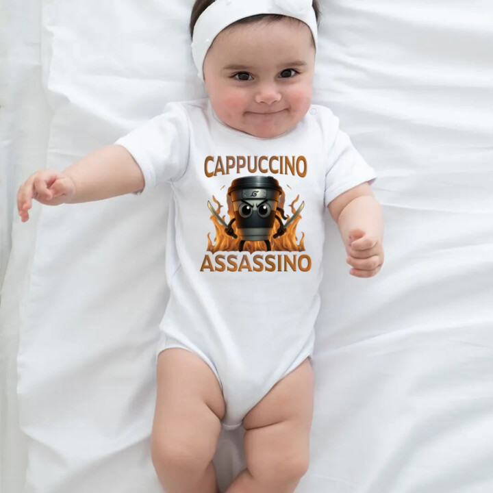 Cappuccino Assassino V3 - Italian Brainrot - Hrnek Ninja - dětské body s potiskem