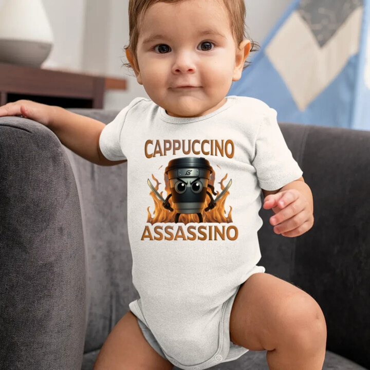 Cappuccino Assassino V3 - Italian Brainrot - Hrnek Ninja - dětské body s potiskem