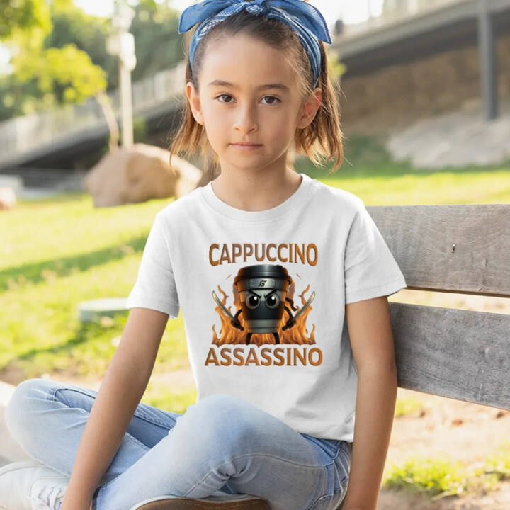 Cappuccino Assassino V3 - Italian Brainrot - Hrnek Ninja - dětské tričko s potiskem