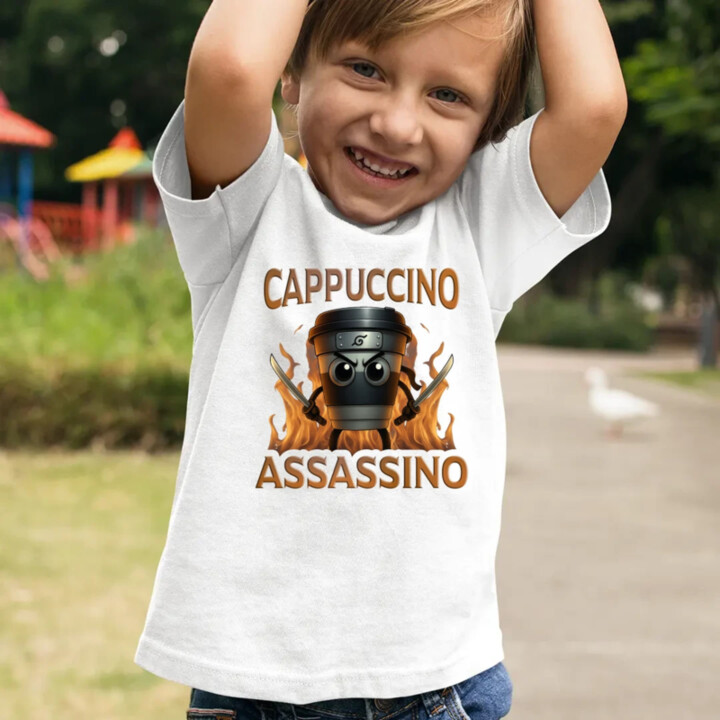 Cappuccino Assassino V3 - Italian Brainrot - Hrnek Ninja - dětské tričko s potiskem