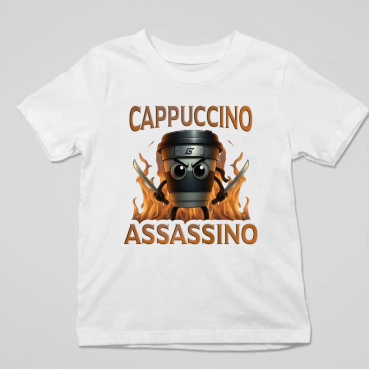 Cappuccino Assassino V3 - Italian Brainrot - Hrnek Ninja - dětské tričko s potiskem