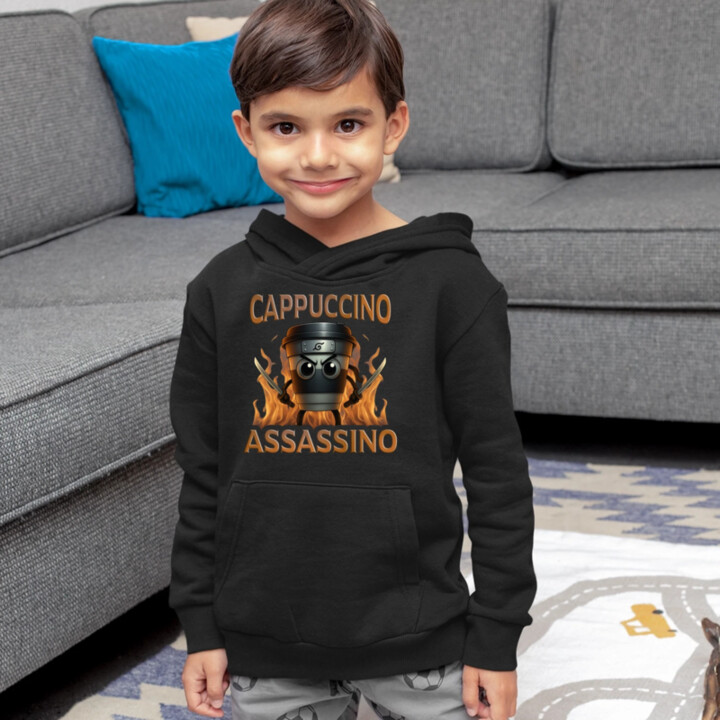 Cappuccino Assassino V3 - Italian Brainrot - Hrnek Ninja - dětská mikina s kapucí