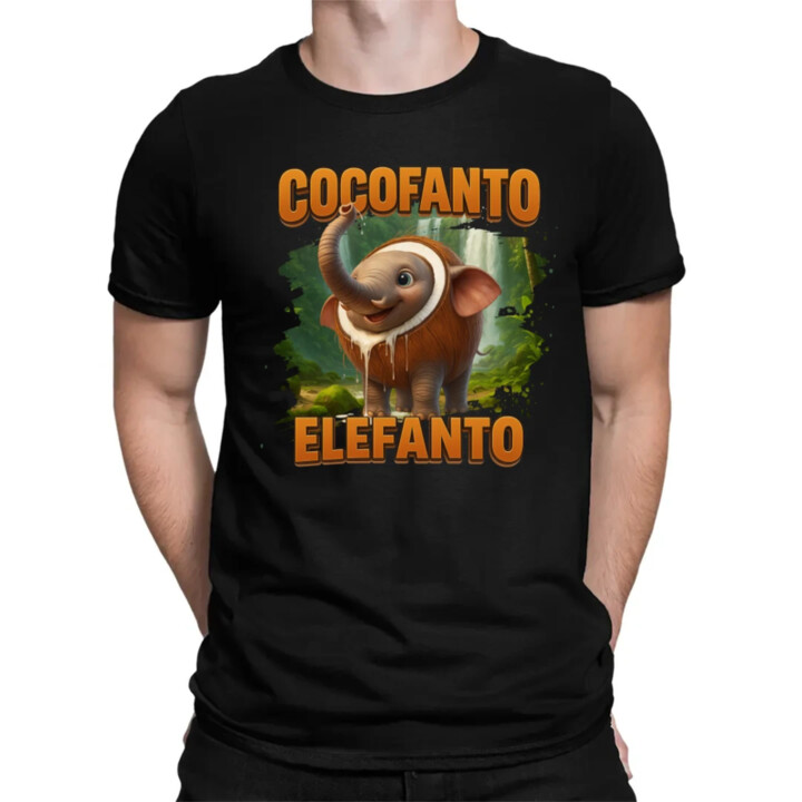 Cocofanto Elefanto - Italian Brainrot - slon v kokosu - pánské tričko s potiskem