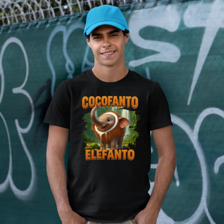 Cocofanto Elefanto - Italian Brainrot - slon v kokosu - pánské tričko s potiskem