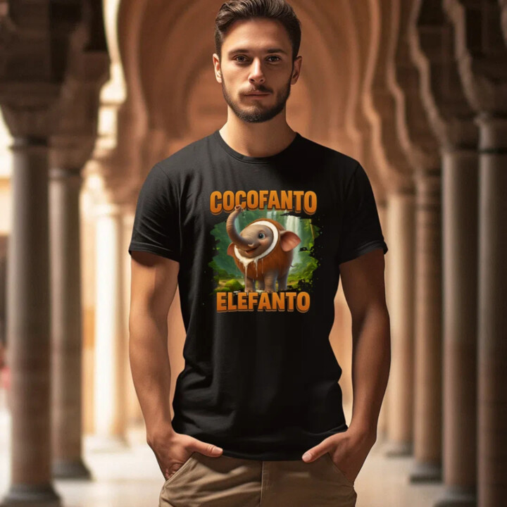 Cocofanto Elefanto - Italian Brainrot - slon v kokosu - pánské tričko s potiskem