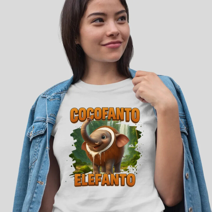 Cocofanto Elefanto - Italian Brainrot - slon v kokosu  - dámské tričko s potiskem