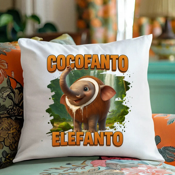 Cocofanto Elefanto - Italian Brainrot - slon v kokosu - polštář s potiskem