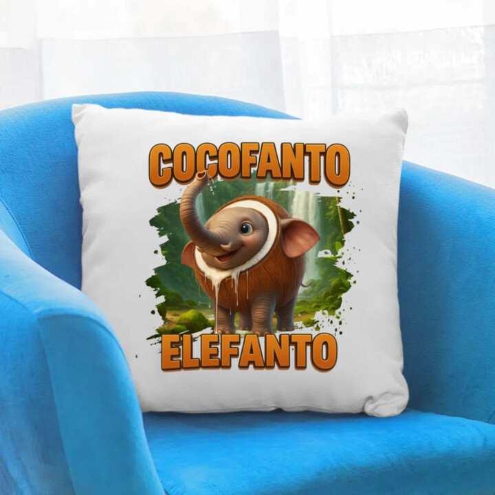 Cocofanto Elefanto - Italian Brainrot - slon v kokosu - polštář s potiskem