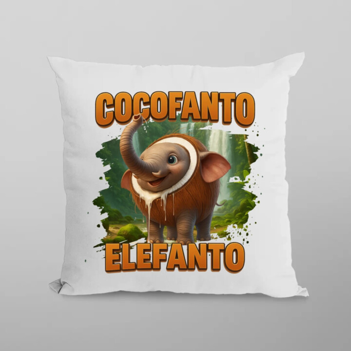 Cocofanto Elefanto - Italian Brainrot - slon v kokosu - polštář s potiskem