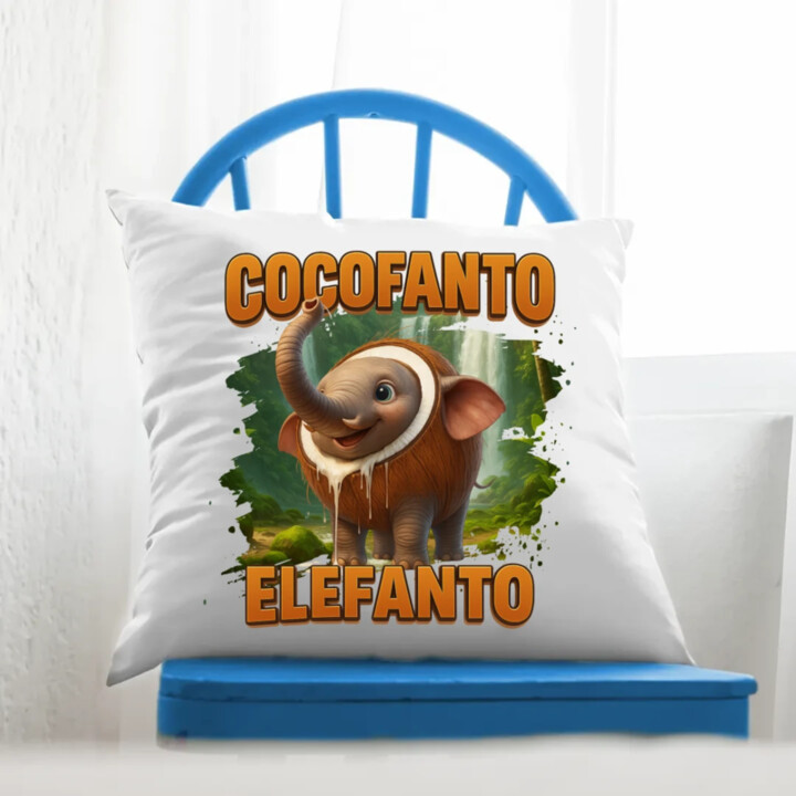 Cocofanto Elefanto - Italian Brainrot - slon v kokosu - polštář s potiskem