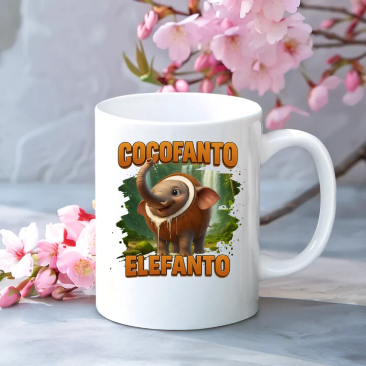 Cocofanto Elefanto - Italian Brainrot - slon v kokosu - hrnek s potiskem