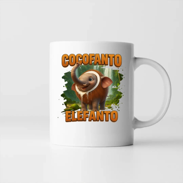 Cocofanto Elefanto - Italian Brainrot - slon v kokosu - hrnek s potiskem