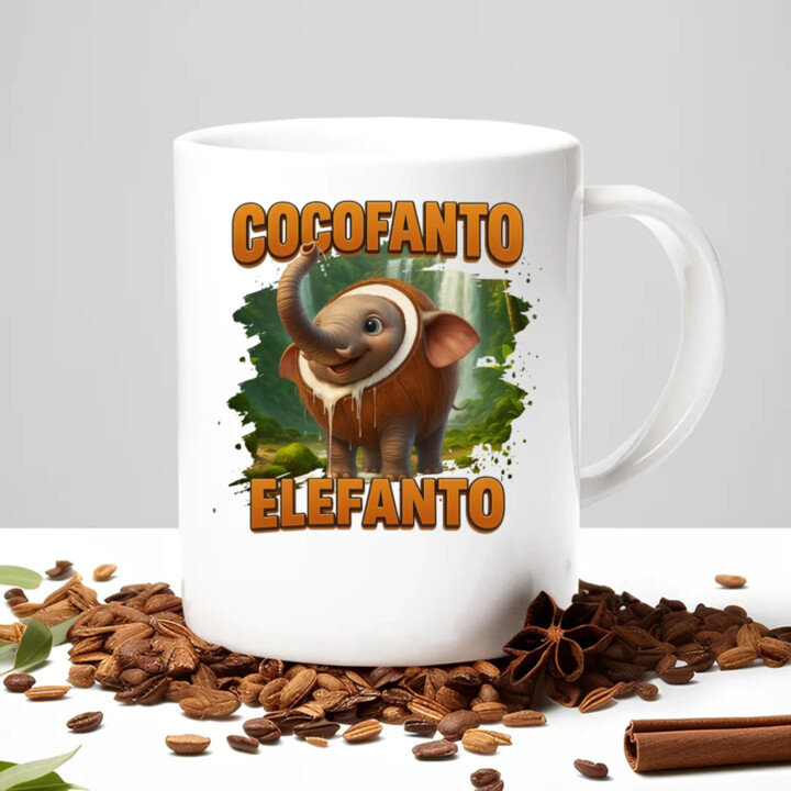 Cocofanto Elefanto - Italian Brainrot - slon v kokosu - hrnek s potiskem
