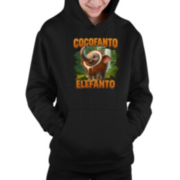 Cocofanto Elefanto - Italian Brainrot - slon v kokosu - dětská mikina s kapucí