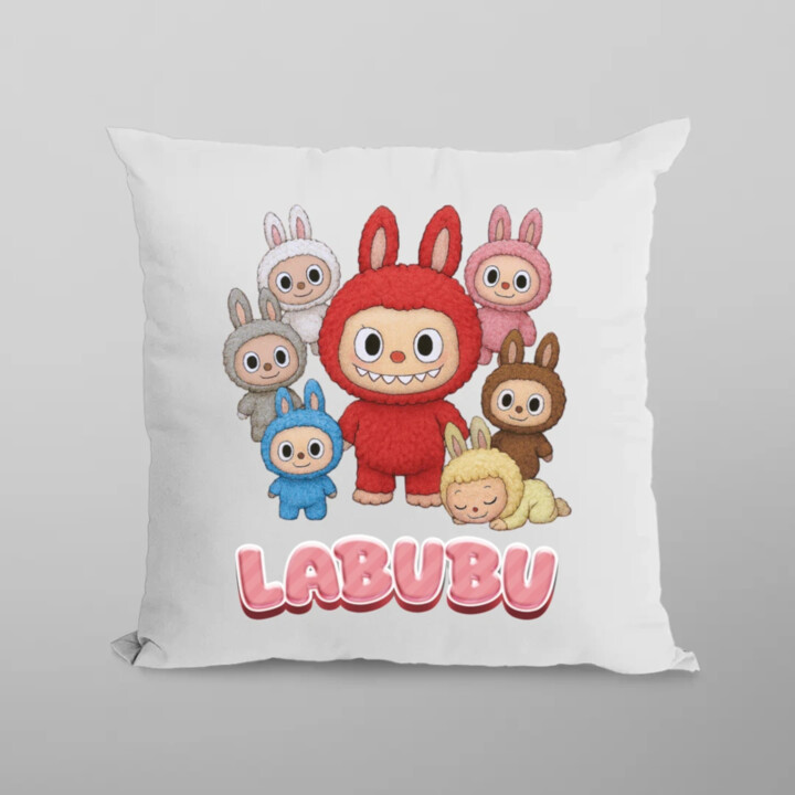 Panenky Bubu – skupina postav – dárek pro fanoušky Labubu - polštář s potiskem