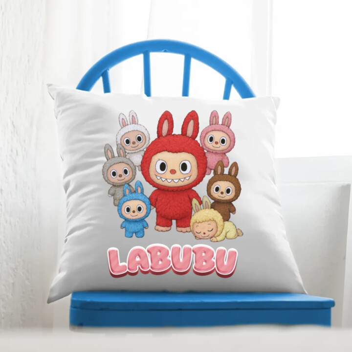 Panenky Bubu – skupina postav – dárek pro fanoušky Labubu - polštář s potiskem