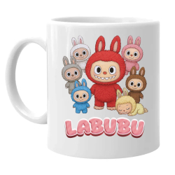 Panenky Bubu – skupina postav – dárek pro fanoušky Labubu - hrnek s potiskem