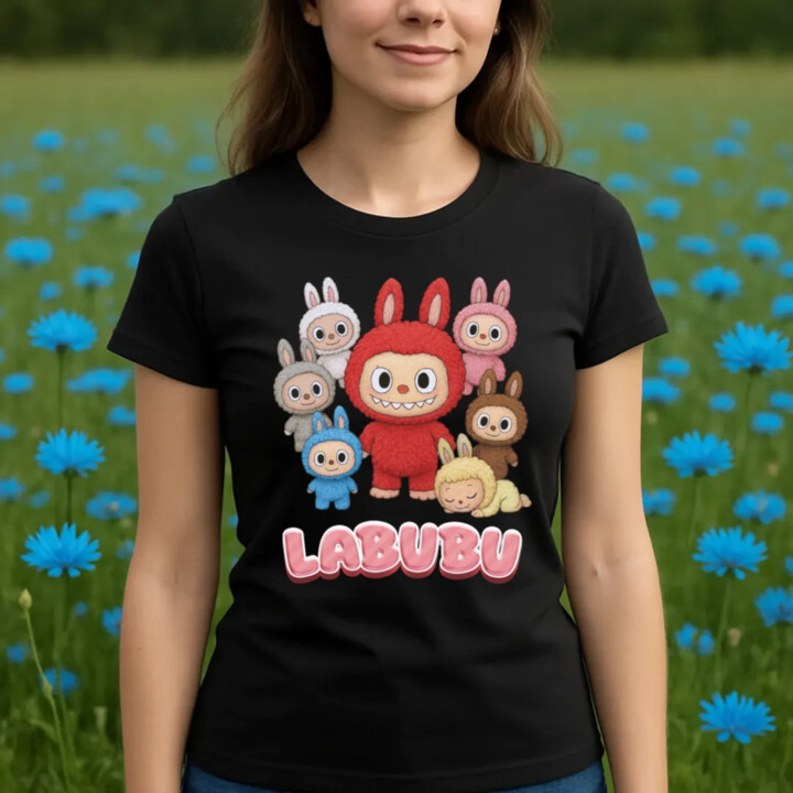 Panenky Bubu – skupina postav – dárek pro fanoušky Labubu  - dámské tričko s potiskem