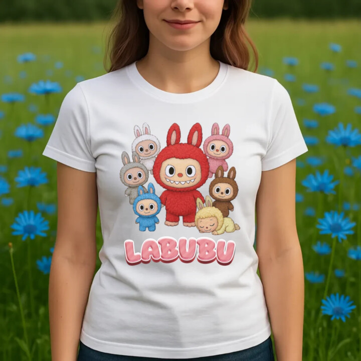 Panenky Bubu – skupina postav – dárek pro fanoušky Labubu  - dámské tričko s potiskem