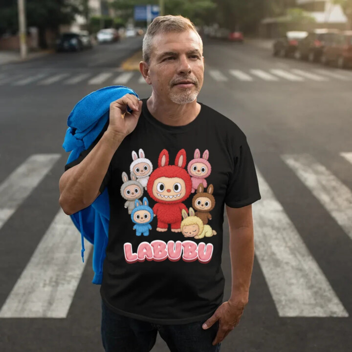 Panenky Bubu – skupina postav – dárek pro fanoušky Labubu - pánské tričko s potiskem