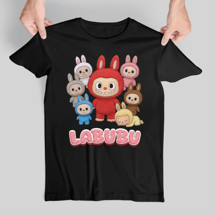 Panenky Bubu – skupina postav – dárek pro fanoušky Labubu - pánské tričko s potiskem