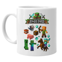 Hrnek se jménem pro fanoušky hry Minecraft - hrnek s potiskem - personalizovaný produkt