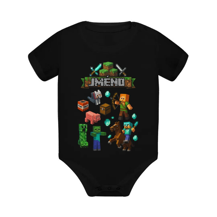 Body se jménem pro fanoušky hry Minecraft - dětské body s potiskem - personalizovaný produkt