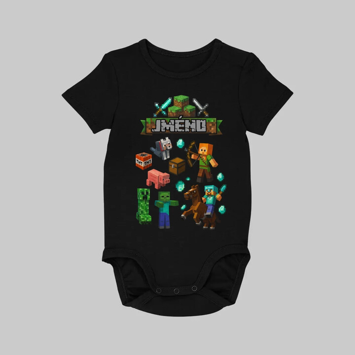 Body se jménem pro fanoušky hry Minecraft - dětské body s potiskem - personalizovaný produkt