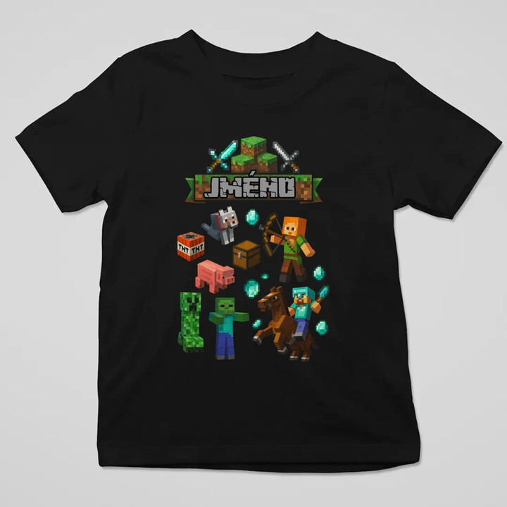 Tričko se jménem pro fanoušky hry Minecraft - dětské tričko s potiskem - personalizovaný produkt