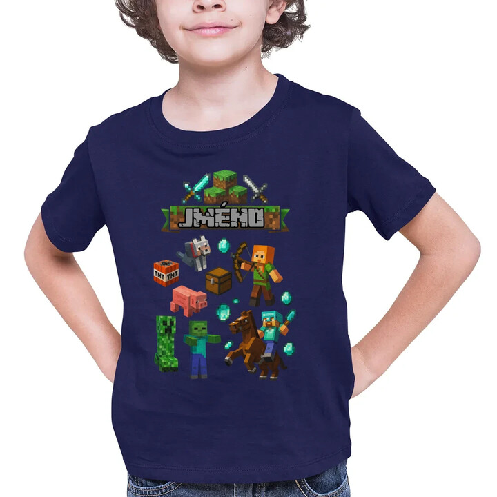 Tričko se jménem pro fanoušky hry Minecraft - dětské tričko s potiskem - personalizovaný produkt