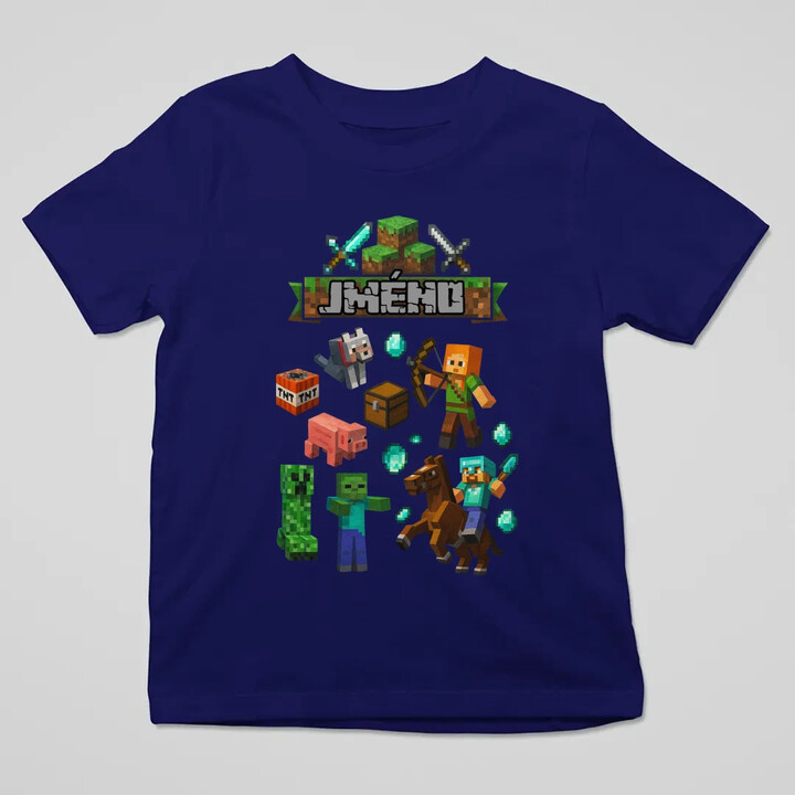 Tričko se jménem pro fanoušky hry Minecraft - dětské tričko s potiskem - personalizovaný produkt