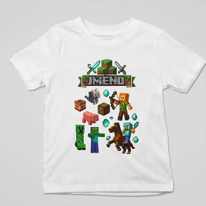 Tričko se jménem pro fanoušky hry Minecraft - dětské tričko s potiskem - personalizovaný produkt