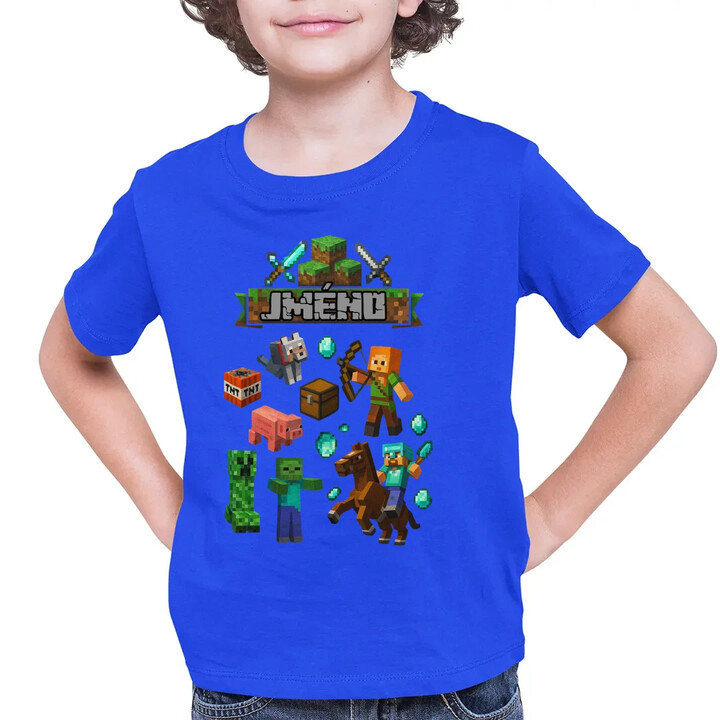 Tričko se jménem pro fanoušky hry Minecraft - dětské tričko s potiskem - personalizovaný produkt