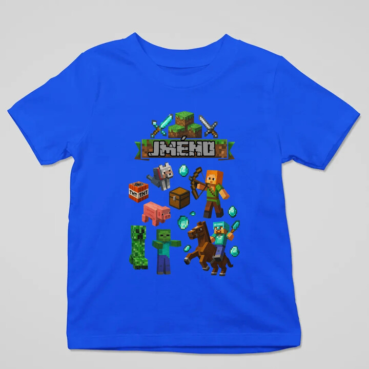 Tričko se jménem pro fanoušky hry Minecraft - dětské tričko s potiskem - personalizovaný produkt