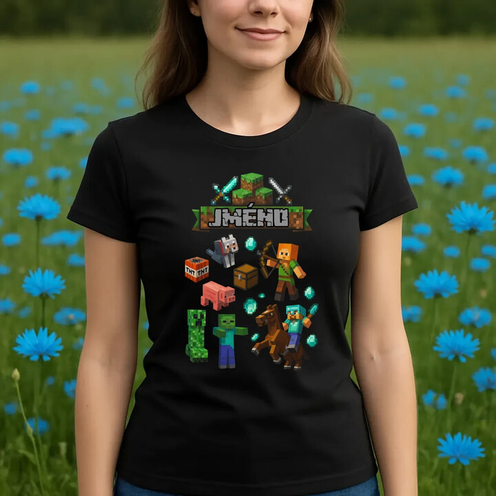 Tričko se jménem pro fanoušky hry Minecraft  - dámské tričko s potiskem - personalizovaný produkt