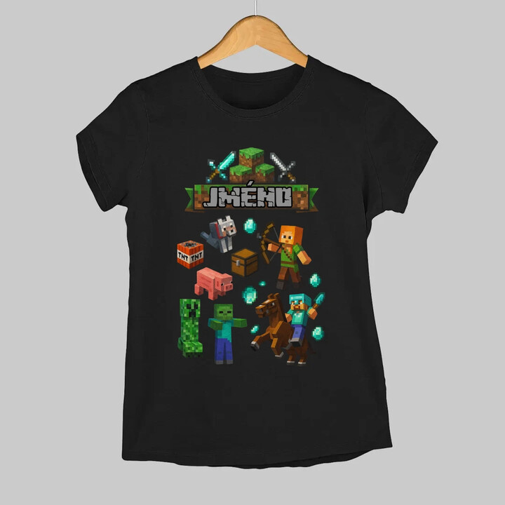Tričko se jménem pro fanoušky hry Minecraft  - dámské tričko s potiskem - personalizovaný produkt