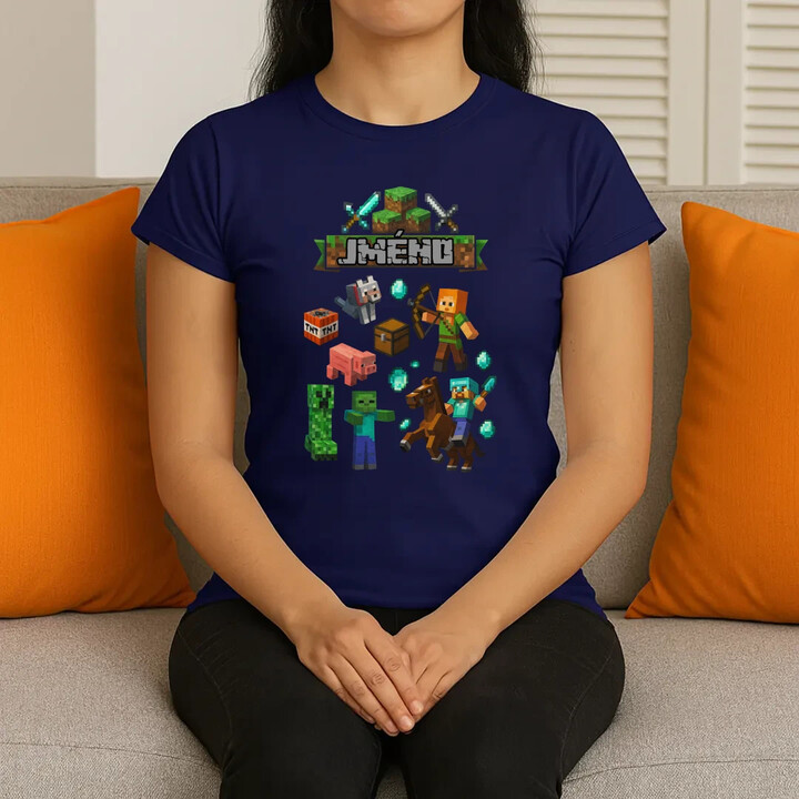 Tričko se jménem pro fanoušky hry Minecraft  - dámské tričko s potiskem - personalizovaný produkt