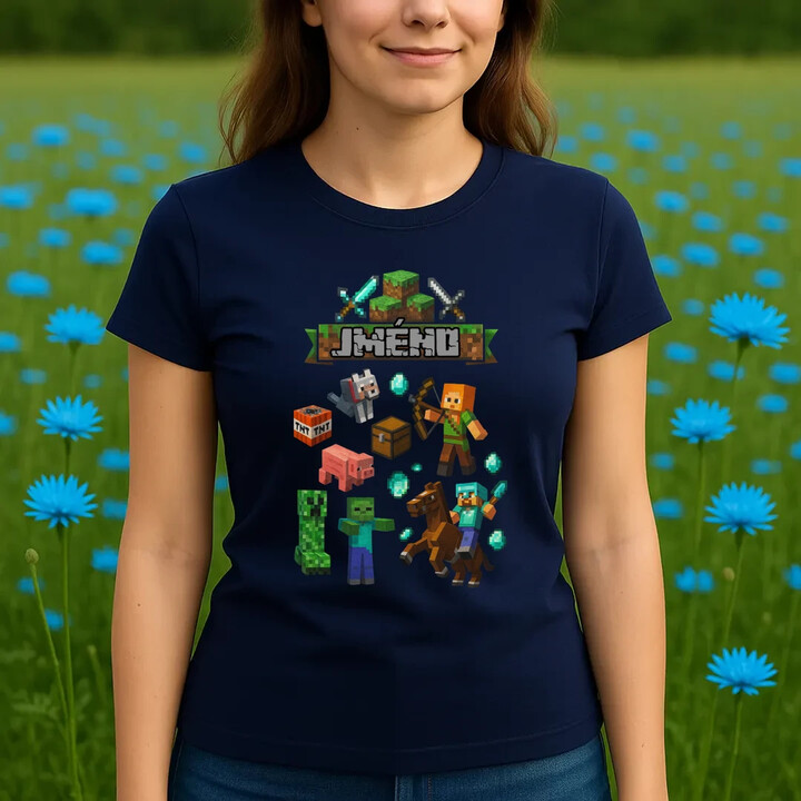 Tričko se jménem pro fanoušky hry Minecraft  - dámské tričko s potiskem - personalizovaný produkt