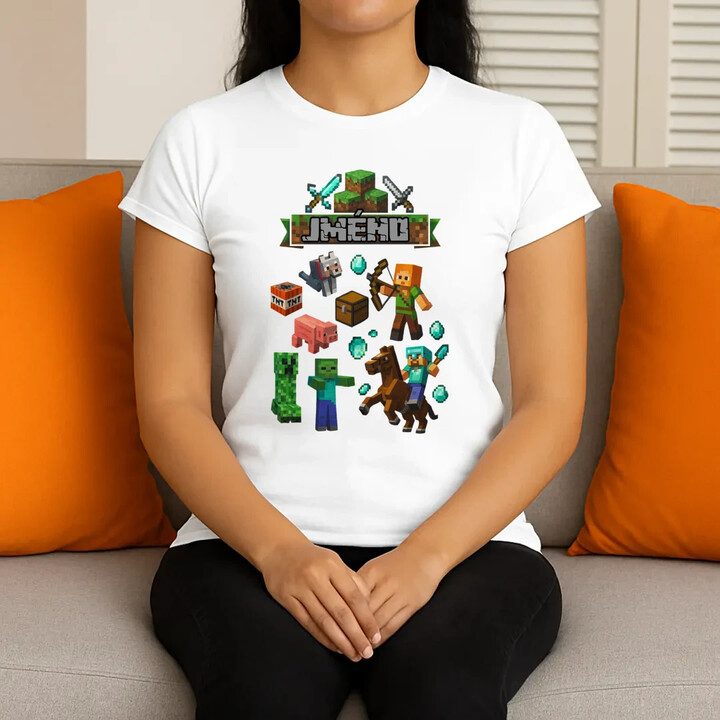 Tričko se jménem pro fanoušky hry Minecraft  - dámské tričko s potiskem - personalizovaný produkt