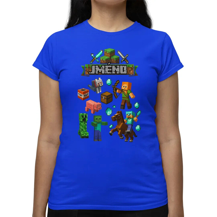 Tričko se jménem pro fanoušky hry Minecraft  - dámské tričko s potiskem - personalizovaný produkt